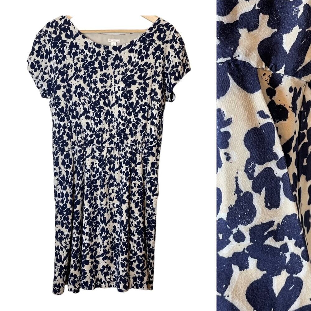 Gap Short Sleeve Abstract Floral Dress Pockets Small Tall